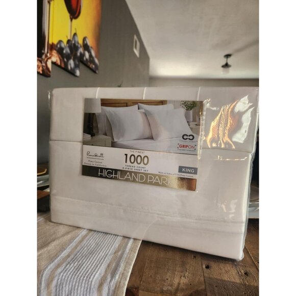 Highland Park 1000 Thread Count 6-piece Set in Bright White Size King Sheet - Picture 7 of 9